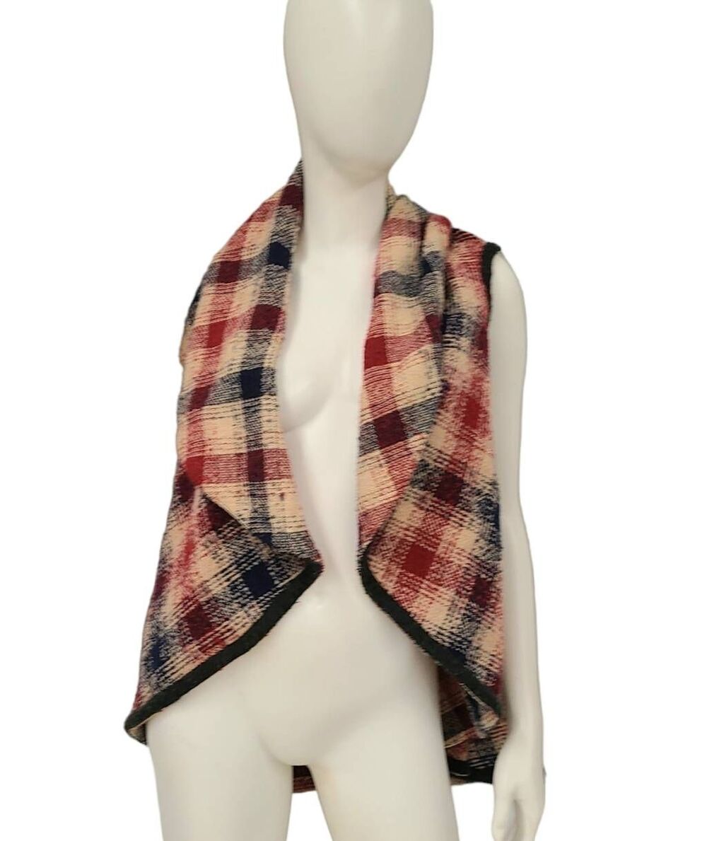 Hazel Red Plaid Wool Shawl Womens size Small